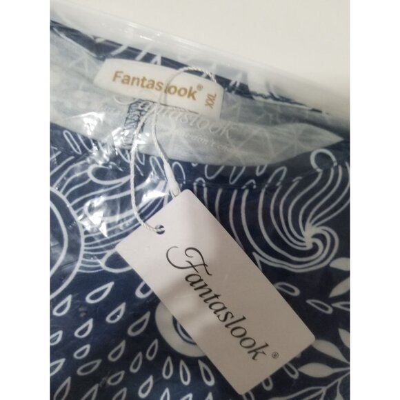 Fantaslook Plus Womens Short Sleeve Floral Shirt In Peacock Floral - Size 2XL - Picture 8 of 10